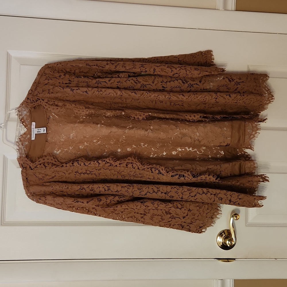 Isaac Mizrahi Live! Lace Open Front Cardigan Jacket  NWOT Size Large - Picture 5 of 9